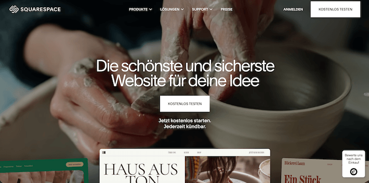 Screenshot des Squarespace Website Builder