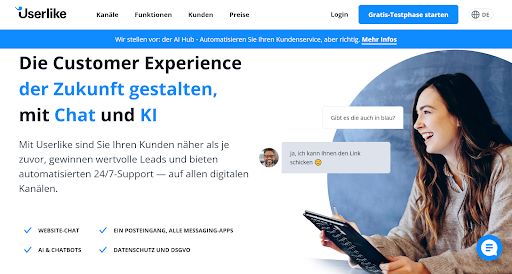 Screenshot Userlike Webseite zum Userlike WordPress Chat Plugin 