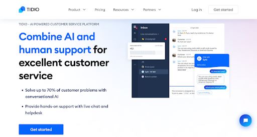 Screenshot TIDIO Webseite zum TIDIO WordPress Chat Plugin 