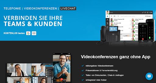 Screenshot 3CX Webseite zum 3CX WordPress Chat Plugin 
