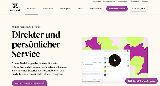Screenshot Zendesk Webseite zum Zendesk WordPress Chat Plugin 