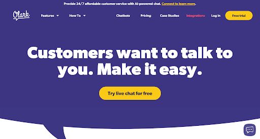 Screenshot Olark Website zum WordPress Chat Plugin 
