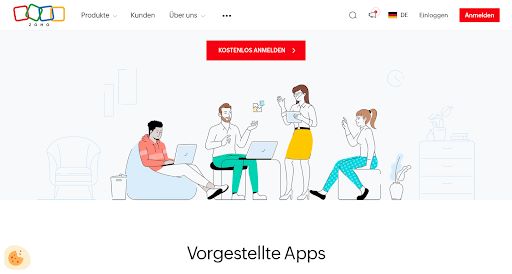 Screenshot Zoho Webseite zum Zoho WordPress Chat Plugin 