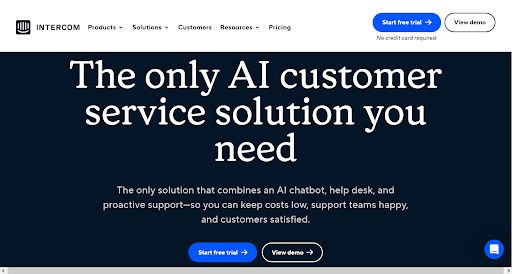 Screenshot INTERCOM Webseite zum INTERCOM WordPress Chat Plugin 