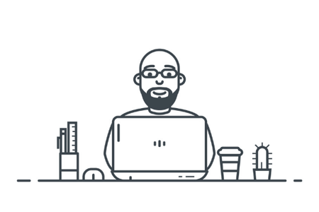 Wix vs. WordPress Mann am Computer 