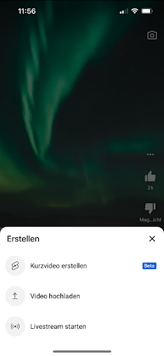Screenshot von YouTube Shorts Einstellungen