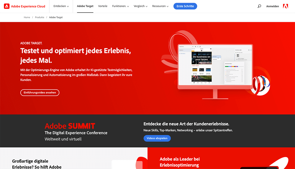 Adobe Target A/B Testing Tool Screenshot