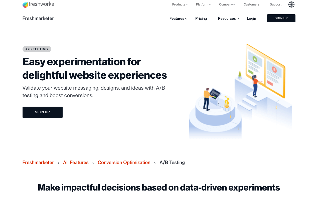 Freshmarketer A/B Testing Tool Screenshot