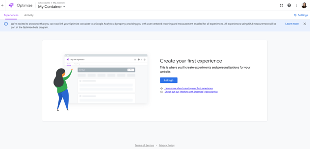 Google Optimize A/B Testing Tool Screenshot