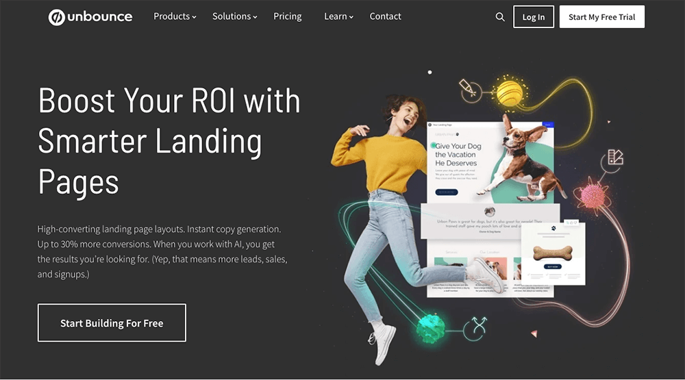 Unbounce A/B Testing Tool Screenshot