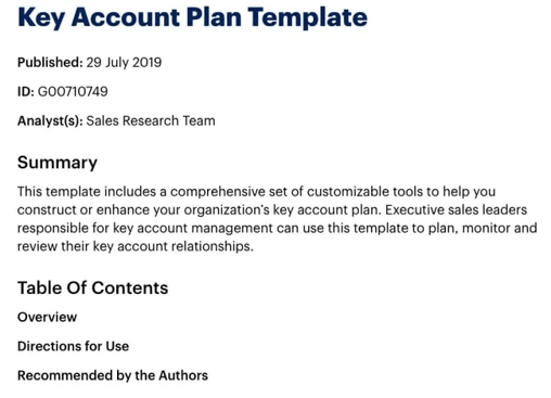 Account-Planning Vorlage von Gartner