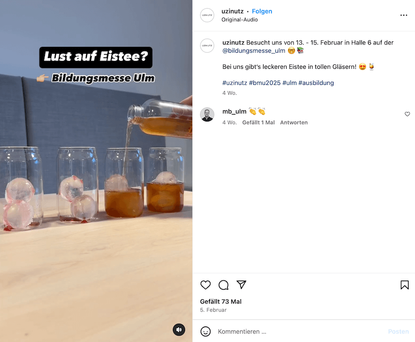 Beispiel B2B-Marketing Instagram Uzin Utz