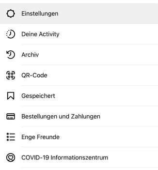 Antrag für den blauen Hacken bei Instagram in den Einstellungen