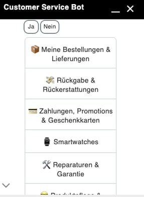 Screenshot Beispiel für Chatbot Fossil