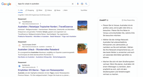 ChatGPT Extension ChatGPT für Google Screenshot