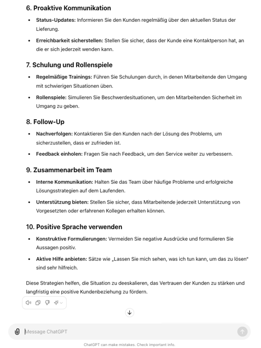 ChatGPT im Kundenservice Beispiel Konfliktkommunikation