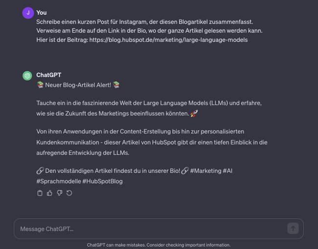 Für das Content-Recycling ist ChatGPT im Social-Media-Bereich eine große Hilfe.