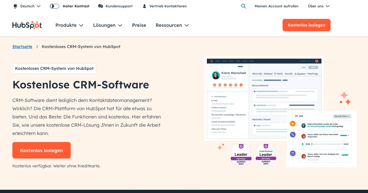 Screenshot HubSpot CRM