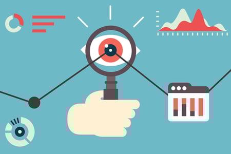 Grafik mit Lupe und Auge symbolisiert Google Ads Conversion Tracking