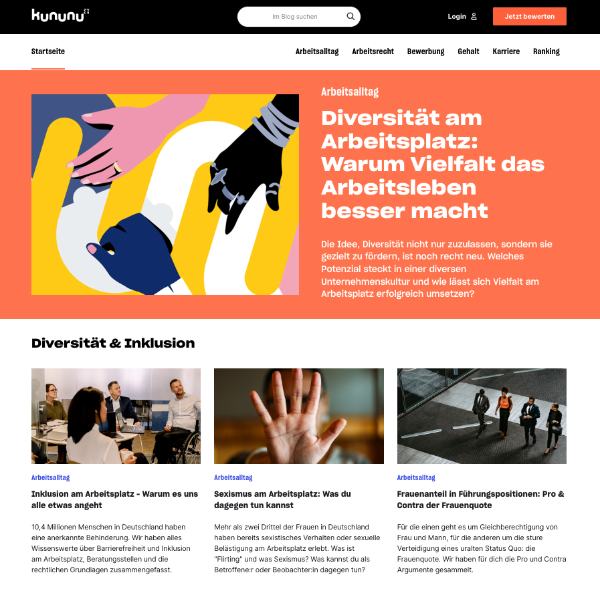 Beispiel des Coprorate Blogs von Kununu