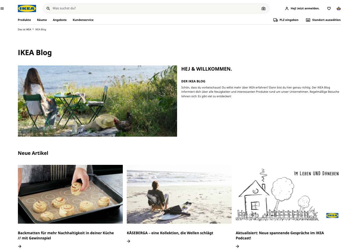 Beispiel des Corporate Blogs von IKEA