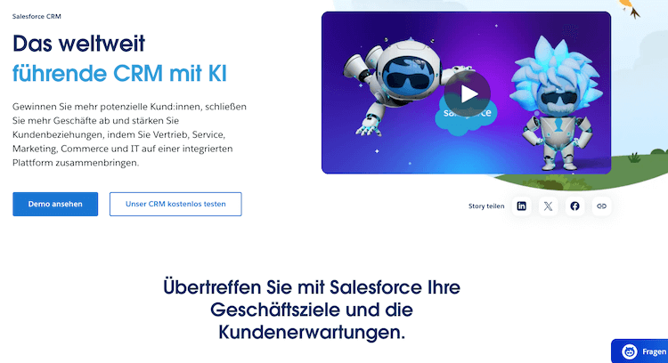Screenshot von der Salesforce Website
