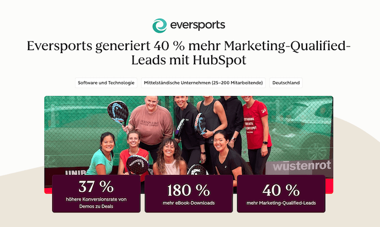 Eversports hat mit HubSpot 37% mehr Conversions, 180% mehr EBook Downloads und 40% mehr Marketing Leads