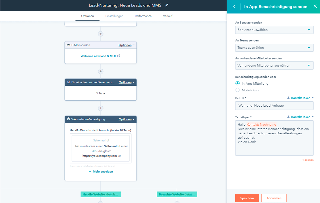 Screenshot HubSpot der Automatisierung-Tools