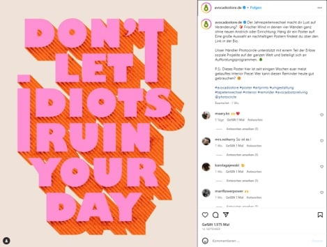 Screenshot Instagram Avocadostore