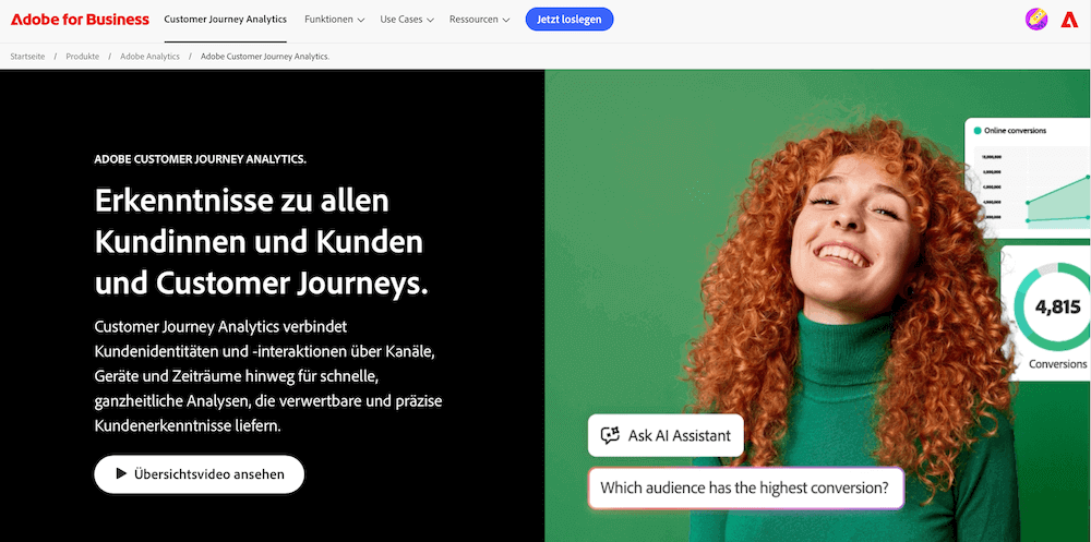 Tools zur Customer Journey Analytics, Screenshot von Adobes Tool