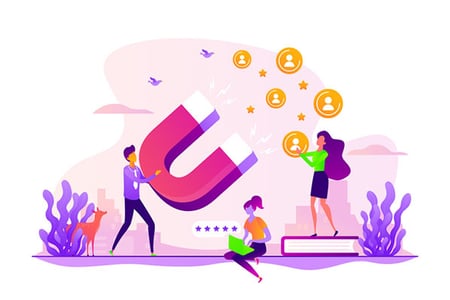 Grafik mit Lead-Magnet als Symbol der digitalen Leadgenerierung
