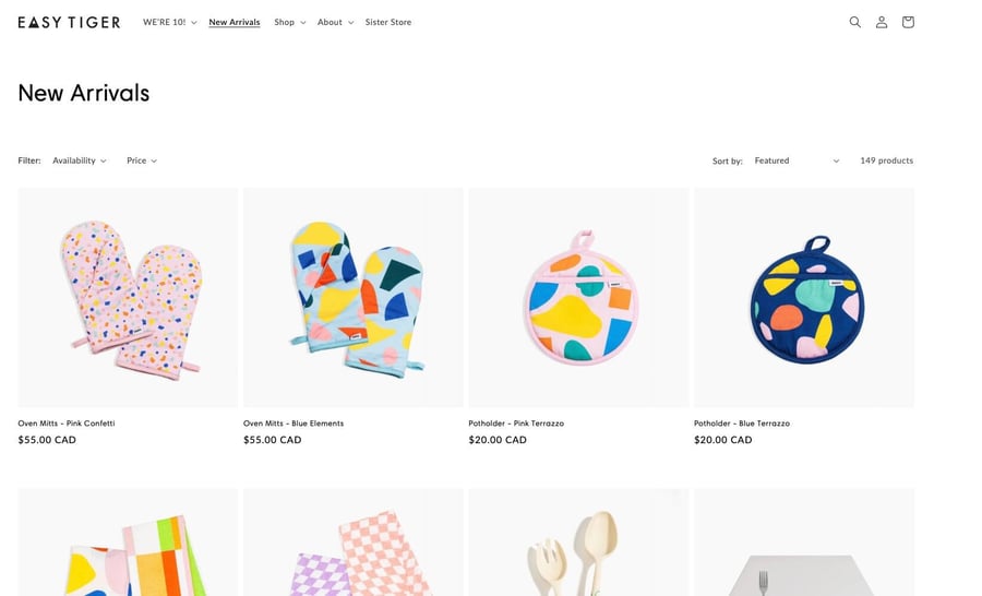 Screenshot E-Commerce-Website Easy Tiger