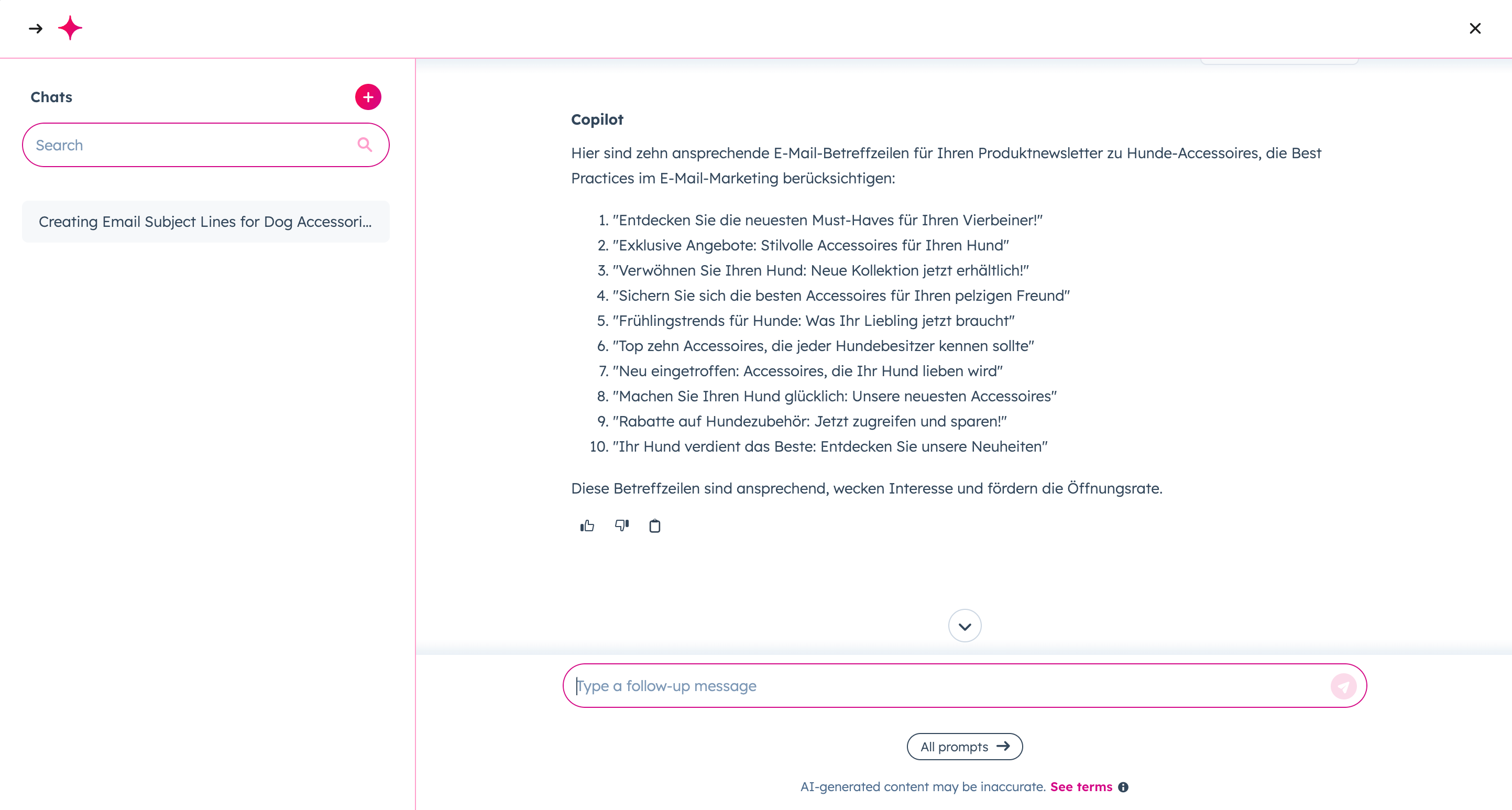 10 Inspirationen für E-Mail-Betreff mit KI-Assistenten Breeze