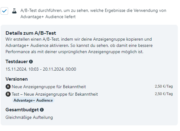 Facebook Ads Anzeigenmanager A/B-Testing