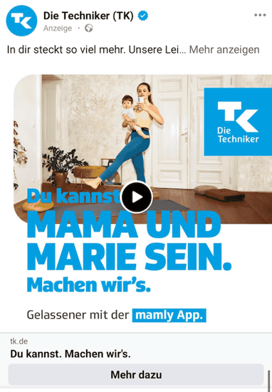 Screenshot Facebook Ads Techniker Krankenkasse