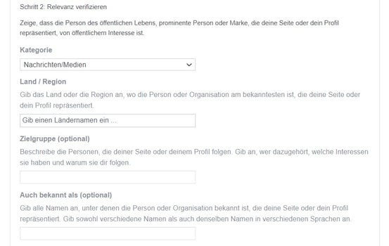 Facebook-Seite verifizieren