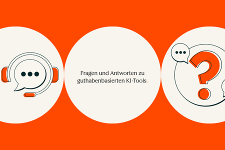 Fragen zu guthabenbasierten KI-Tools symbolisiert durch Fragezeichen und Headsets 
