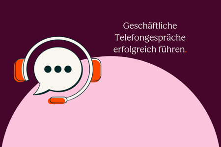 Geschäftliche Telefongespräche führen: Illustration mit Headset und Sprechblase