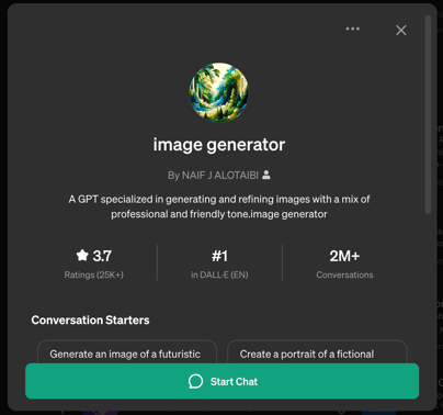 GPT Store Images Generator in der Übersicht