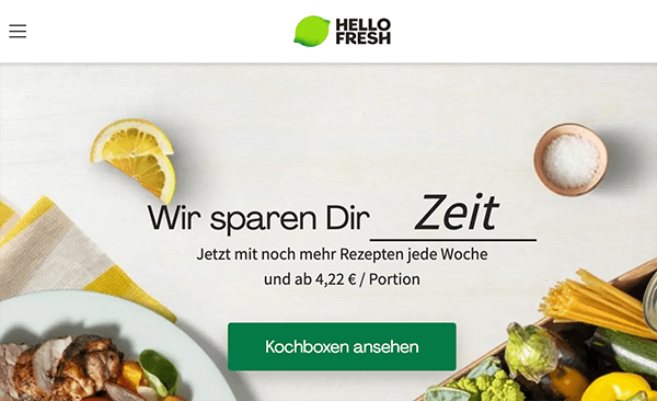 Gutes Webdesign Beispiel HelloFresh