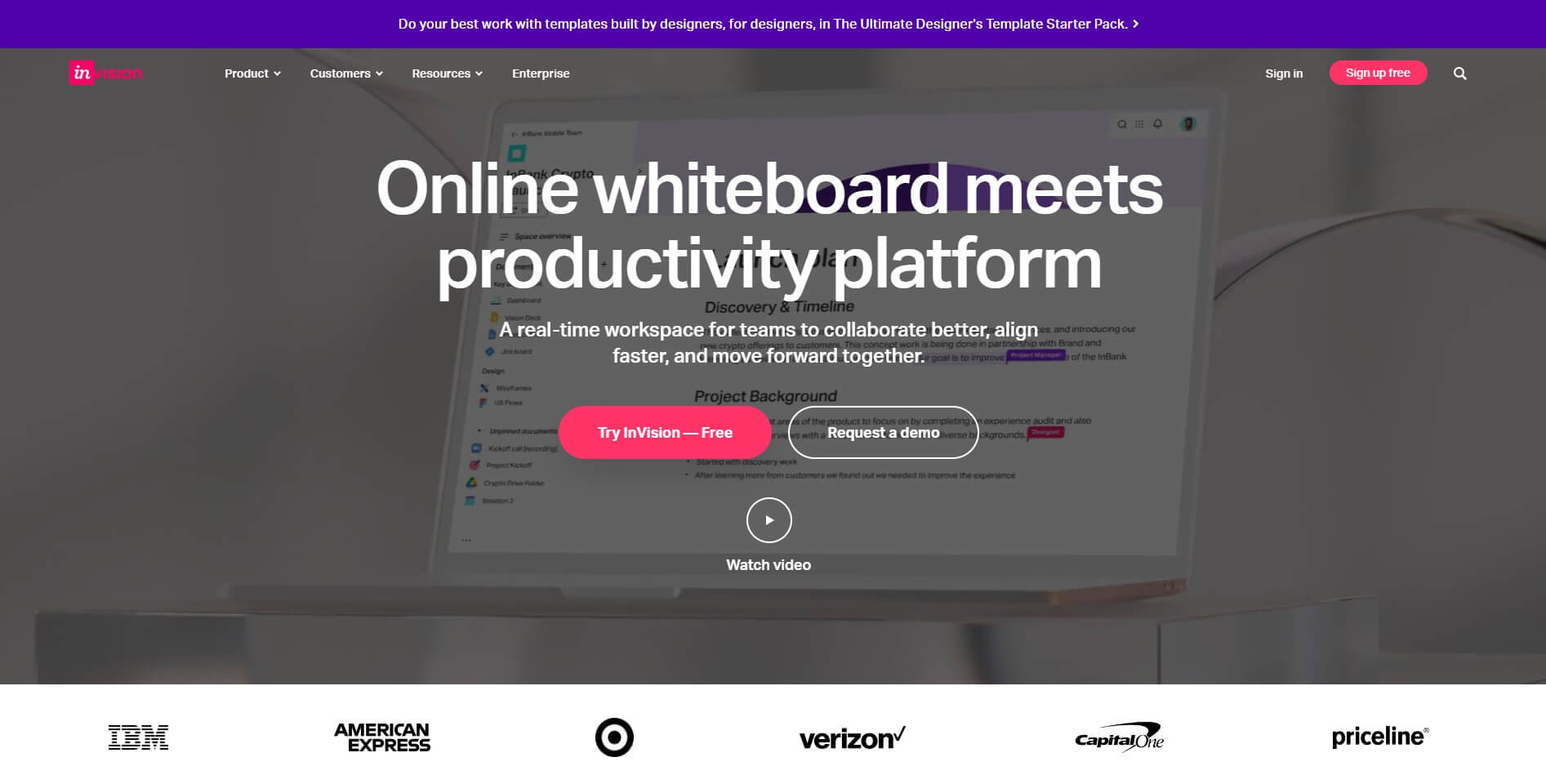Gutes Webdesign Beispiel InVision