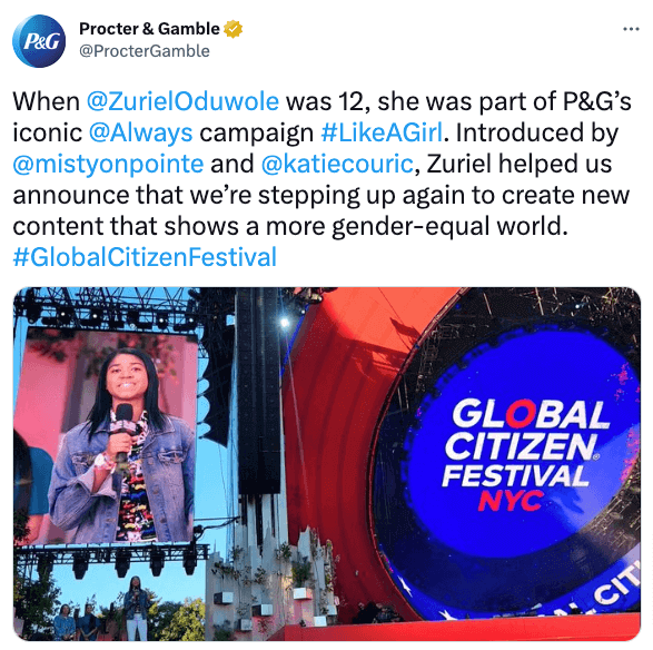 Screenshot Post mit Hashtags von Procter & Gamble
