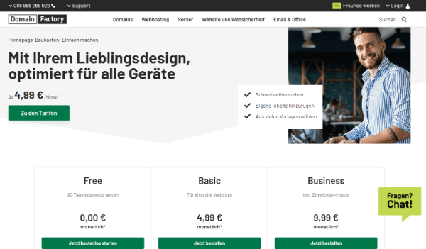 Homepage-Baukasten DomainFactory