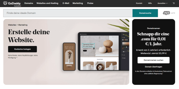 Homepage-Baukasten GoDaddy
