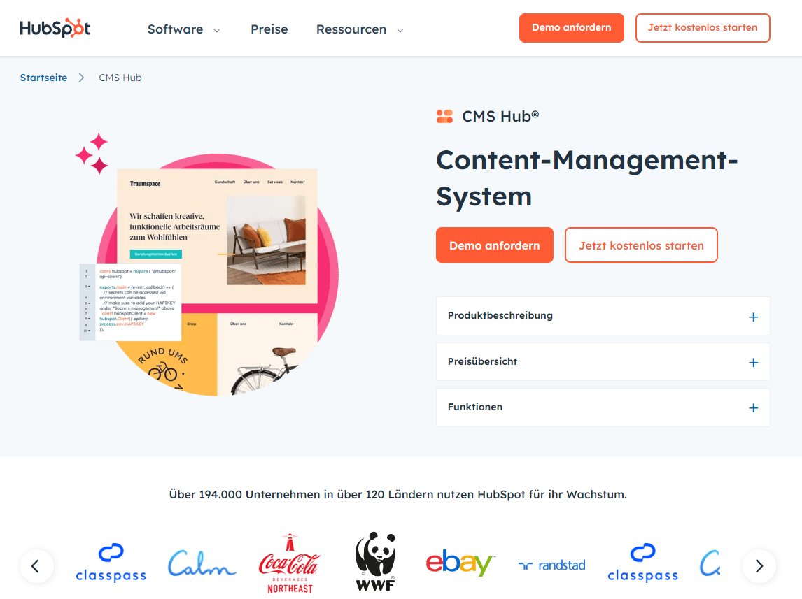 Homepage-Baukasten HubSpot