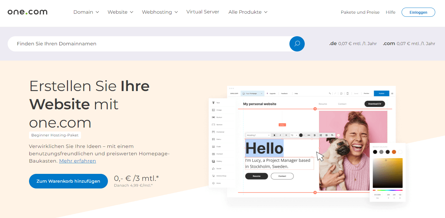 Homepage-Baukasten one.com