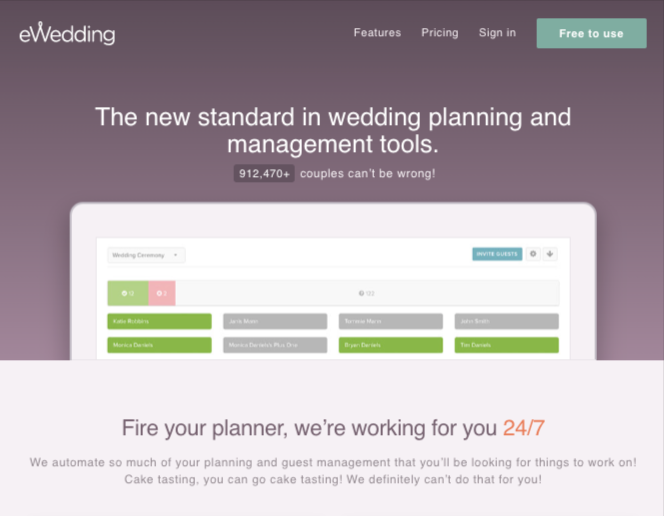 Homepage-Startseite von eWedding
