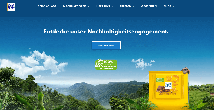 Homepage-Startseite von Ritter Sport