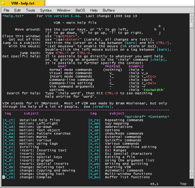 Screenshot HTML-Editor Vim