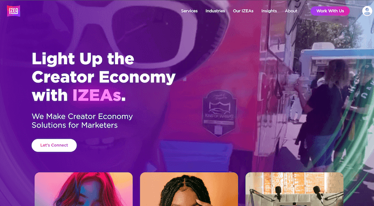 Screenshot der Website der Influencer-Plattform Izea